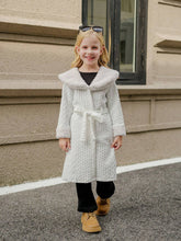 Young Girl' White Casual Warm Fluffy Textured Hooded Cardigan For Autumn/Winter